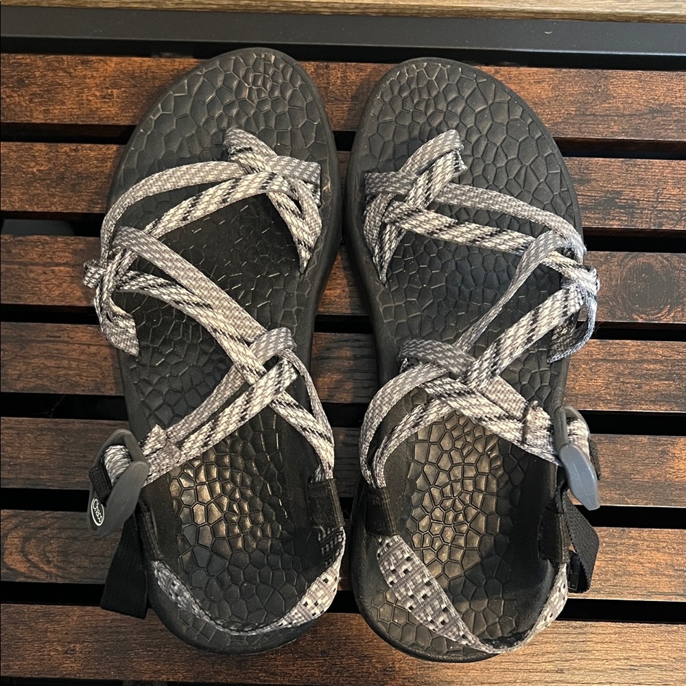 Chaco Black and Gray Dual Strap Sandals